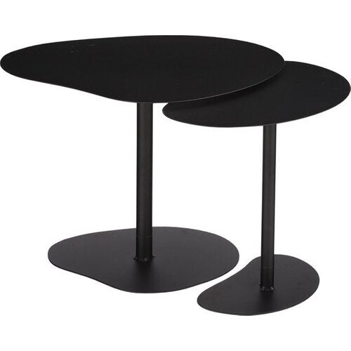 Tweedekans Mica Decorations Bijzettafel - Set van 2 - L55 x B41 x H40 cm - Metaal - Zwart Tweedehands