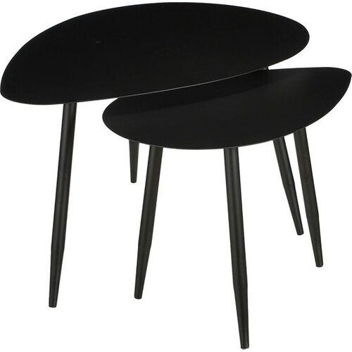 Tweedekans Mica Decorations Bijzettafel - Set van 2 - L80 x B60 x H47 cm - Metaal - Zwart Tweedehands