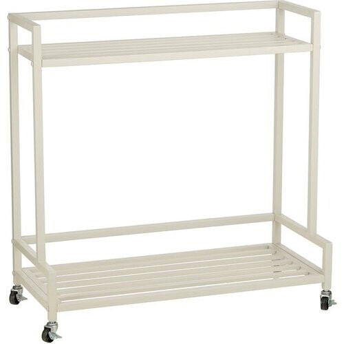 Tweedekans Mica Decorations Greenrax Plantenrek op Wielen - Plantenstandaard voor Kamerplanten, Buitenplanten of Tuingereedschap - Meerdere Plateaus Plantenonderzetter - 80 x 35 x 81 cm - IJzer - Off-white Tweedehands