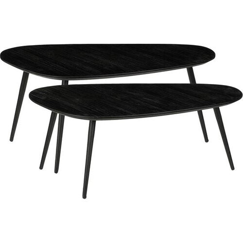 Tweedekans Mica Decorations Jailey Bijzettafel - Set van 2 - L84 x B39 x H39 cm - Gerecycled Hout - Zwart Tweedehands