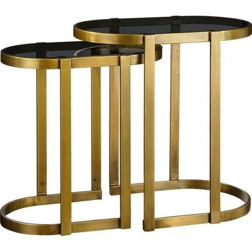 Tweedekans Mica Decorations Kevin Bijzettafel - Set van 2 - L54 x B34 x H56 cm - Metaal - Goud