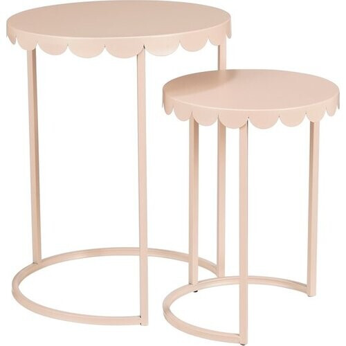 Tweedekans Mica Decorations Lara Bijzettafel - Set van 2 - H51 x Ø40 cm - Metaal - Lichtroze Tweedehands