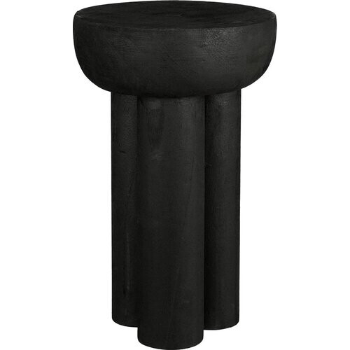Tweedekans Mica Decorations Latty Bijzettafel – Ø30 x H50 cm – Massief Paulownia Hout – Zwart – Industrieel Design