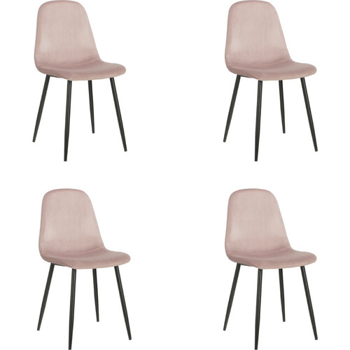 Tweedekans Mica Decorations Montelli Eetkamerstoel - Set Van 4 Stoelen - Velvet - 85 cm Hoog - Lichtpaars Tweedehands