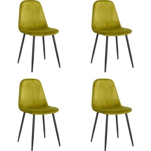 Tweedekans Mica Decorations Montelli Eetkamerstoel - Set van 4 - Velvet - Groen Tweedehands