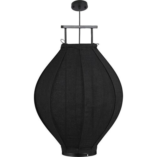Tweedekans Mica Decorations Pego Hanglamp - H73 x Ø54 cm - Linnen - Zwart Tweedehands