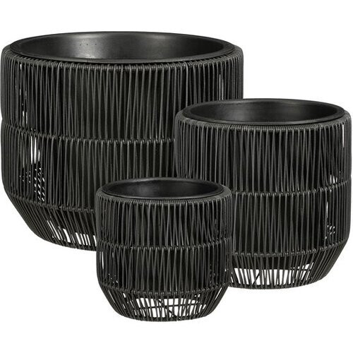 Tweedekans Mica Decorations Peta Bloempot voor Buiten – Set van 3 – Plantenpot voor Bloemen en Buitenplanten – Bloempotten voor Buiten – Zwart Tweedehands