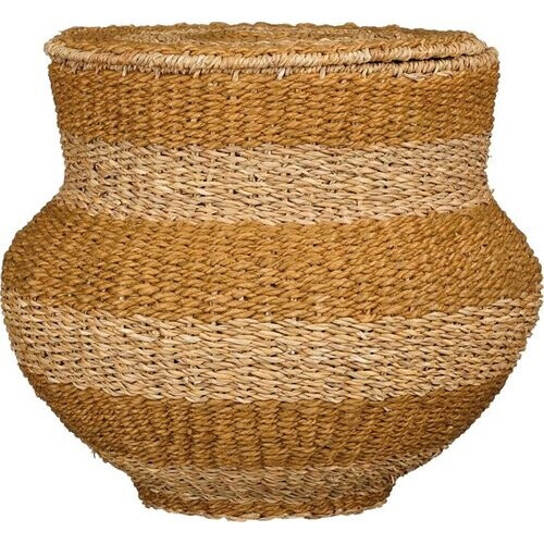 Tweedekans Mica Decorations Tacoma Opbergmand met Deksel - H48 x Ø55 cm - Jute - Geel Tweedehands