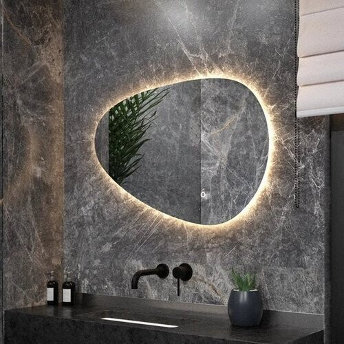 Tweedekans Mirlux Badkamerspiegel met LED Verlichting – Asymmetrisch Wandspiegels – Anti Condens Douchespiegel - Wandspiegel 90x60CM Tweedehands