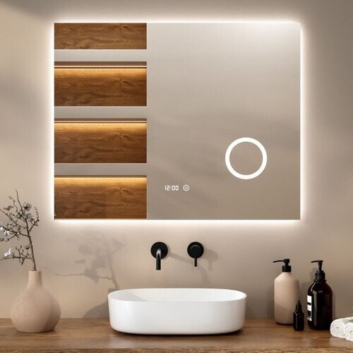 Tweedekans Mirlux Badkamerspiegel met LED Verlichting & Verwarming – Rechthoekige Wandspiegel – Anti Condens Douchespiegel - 100x80CM Tweedehands