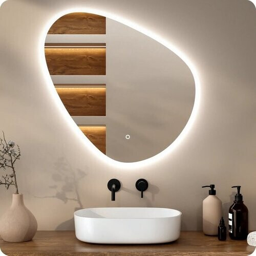 Tweedekans Mirlux Badkamerspiegel met LED Verlichting & Verwarming – Wandspiegel Asymmetrisch – Anti Condens Douchespiegel - 80CM Tweedehands