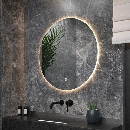 Tweedekans Mirlux Badkamerspiegel – Rond 60 cm – LED Verlichting & Verwarming – Anti-Condens Douchespiegel – Frameloos Tweedehands