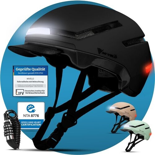 Tweedekans Mivelo Unisex Fietshelm NOVA - Met Lampje - NTA Gecertificeerd tot 45km/h - Zwart - Maat M (54-58 cm) Tweedehands