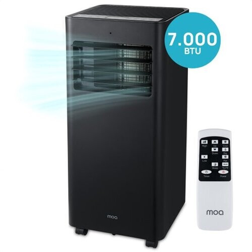 Tweedekans MOA Mobiele Airco – 7000 BTU – Ontvochtiger & Ventilator – Tot 60 m³ – 31 x 31 x 68 cm – Zwart Tweedehands