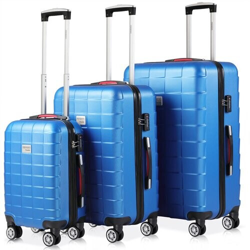 Tweedekans Monazana Kofferset Exopack 3-delig - TSA slot Wielen - Blauw Tweedehands