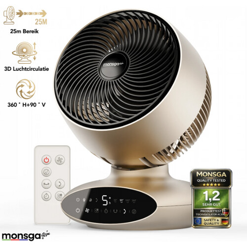 Tweedekans Monsga AC200 Turbotafelventilator - 30 dB Ultrastil - 360° Oscillatie - Afstandsbediening Tweedehands