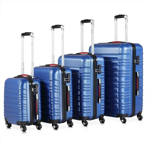 Tweedekans Monzana Kofferset - 4 stuks S M L XL met Wielen Cijferslot - Blauw Tweedehands