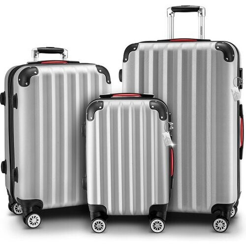 Tweedekans MONZANA Kofferset - Koffer M L XL 3-delig Hardcase Handbagage - Zilver Tweedehands