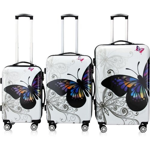 Tweedekans Monzana Reiskoffer Vlinder Set van 3 Polycarbonat 42L, 66L, 98L Tweedehands