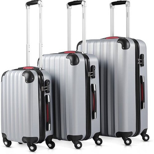 Tweedekans Monzana Set van 3 Hardcase koffers - M/L/XL - Zilver Tweedehands
