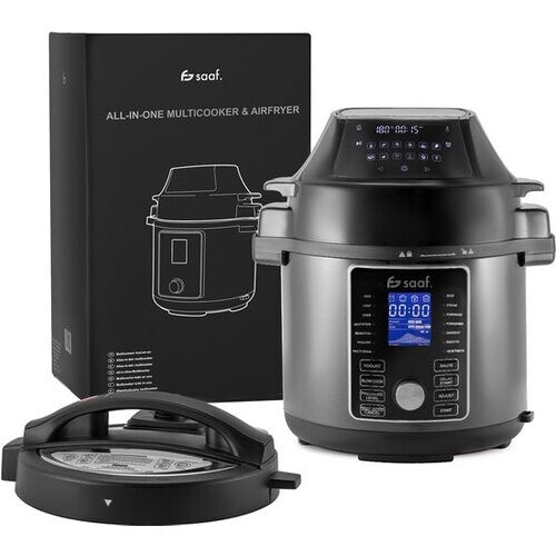 Tweedekans Multicooker met Airfryer - 15-Delige Set - 6L - 24 Automatische Programma's - Slowcooker, Rijstkoker, Stomer, Snelkookpan - Grijs - van Saaf Tweedehands