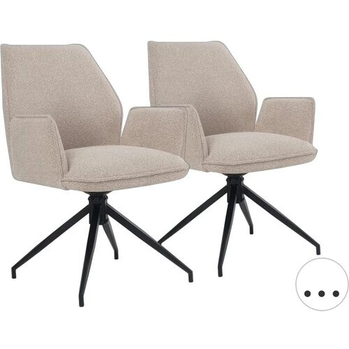Tweedekans multifurn eetkamerstoel Jill - draaibaar - boucle taupe - set van 2 Tweedehands