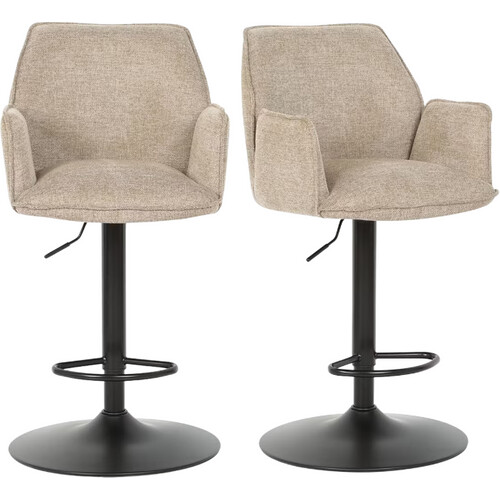 Tweedekans Multifurn Jill Barkruk Set van 2 Verstelbaar – Linnen Taupe – 51 x 53 x 96–116 cm -Zwart/Beige Tweedehands