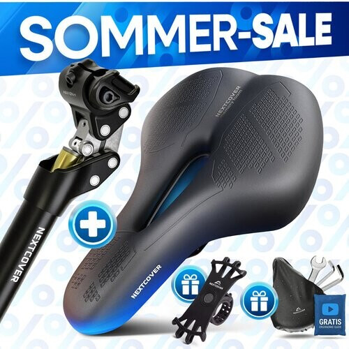 Tweedekans Nextcover ComfortSet MAX - Fietszadel + Verende Zadelpen - E-Bike/Sport - Zwart Tweedehands