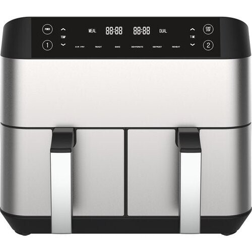 Tweedekans Niceey Dubbele Airfryer XXL - Twee Kookvakken - Dubbele Airfryer - 8.0 Liter - 2460 Watt - Hetelucht friteuse - Incl. Kookboek - Zilver Tweedehands