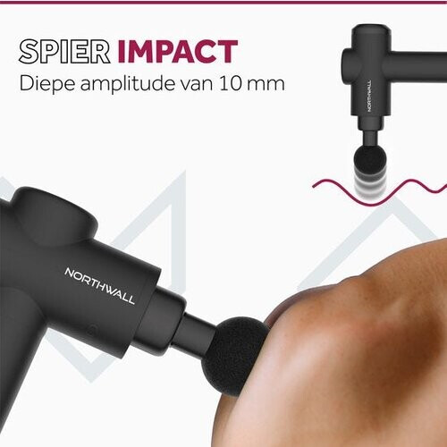 Tweedekans Northwall Massage Gun Professioneel Prime - Massage Pistool Inclusief Koffer en 7 Opzetstukken incl. Eikenhouten Massagekop - Krachtig en Draadloos Sport en Relax Massage Apparaat Tweedehands