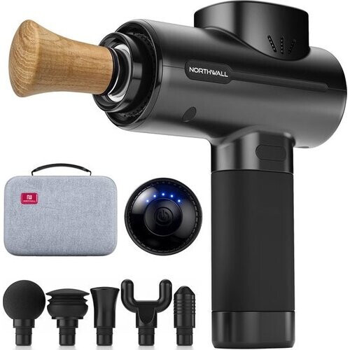 Tweedekans Northwall Massage Gun Professioneel PRO - Massage Pistool Inclusief Koffer en 6 Opzetstukken incl. Eikenhouten Massagekop - Krachtig en Draadloos Sport en Relax Massage Apparaat Tweedehands