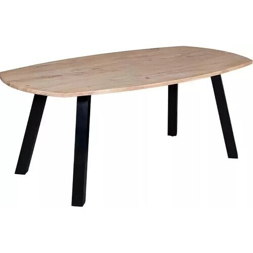 Tweedekans NOVA Eettafel – Massief Hout, Metalen Onderstel – 160 x 90 x 76 cm – Cappuccino Tweedehands