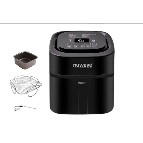 Tweedekans Nuwave Brio Digitale Heteluchtfriteuse 6L - 26,6 x 26,6 x 33 cm - Krachtige 1800W Airfryer met Grillfunctie Tweedehands