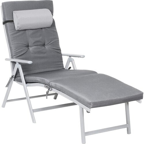 Tweedekans O'DADDY® Ligbed tuin - Zonnebed - Ligbedden - Ligbed opvouwbaar volwassenen - Ligbed opvouwbaar - Ligbed - Ligbed inklapbaar - Ligstoel - Ligstoel opvouwbaar - Ligbed tuin - Ligkussen - Zonnebed met hoofdsteun - Grijs Tweedehands