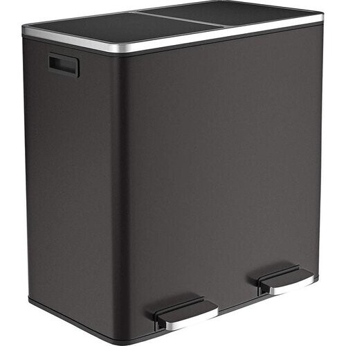 Tweedekans O'DADDY® Prullenbak - Afvalemmer – Duo Bin – 60L – Soft-close – 58,6 x 32 x 65 cm – 2 Binnenemmers – Inclusief 15 Afvalzakken – Elegant Zwart Tweedehands