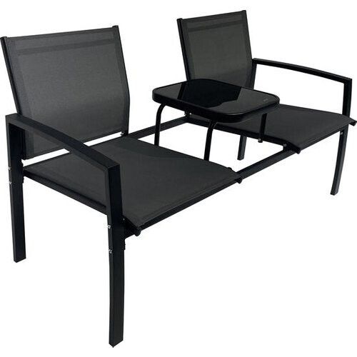Tweedekans O'DADDY® Tuinbank - Tuinbankjes Weerbestendig - Tuinbanken - Tuin Bank - Tuinbank met Tafel - Buitenbank - Voor 2 Personen - 142 x 57 x 82 cm - Metaal - Zwart Tweedehands