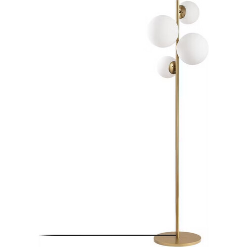 Tweedekans Opviq Fulgor Vloerlamp - Goud/Wit - 33x33x162 cm met Glazen Kap Tweedehands