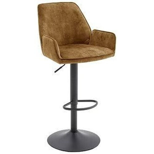 Tweedekans Ottawa bar Barstoel met armleuningen - 2 stuks - zwart metalen voet - vintage velours stof - verstelbare zithoogte 63-84 cm - 52x91x51 cm Tweedehands
