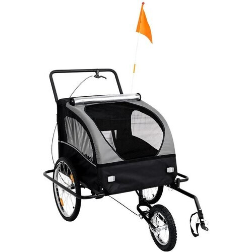 Tweedekans Outbee Fietskar Voor Kinderen - 2 in 1 Fietskar En Wandelwagen - Kinderfietskar - Kinderbuggy - 3 Wielen - Met Vlag Tweedehands