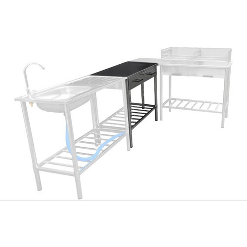 Tweedekans Outdoor RVS Spoeltafel - RVS Barbecuetafel - Garten RVS Keukentafel Tweedehands