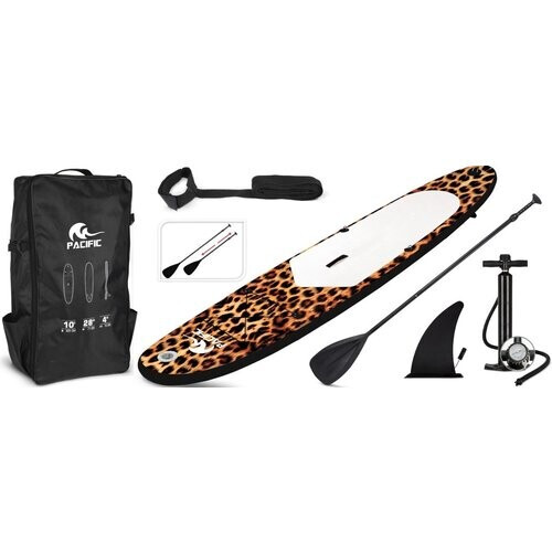 Tweedekans Pacific Special Edition Sup Board - Opblaasbaar Paddle Board - Extra Stevig - 305 cm - Complete Sup Pakket - max 100 kg - Panterprint wit Tweedehands