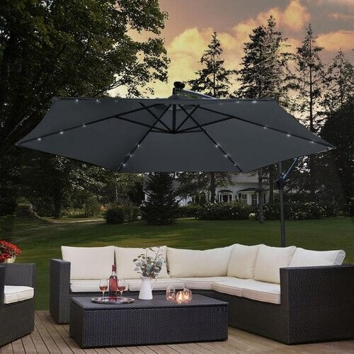 Tweedekans Parasol Brazil - 3,0 m - Incl. LED - donkergrijs Tweedehands