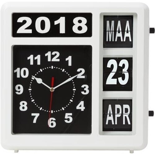 Tweedekans Perel Flipover wandklok met kalender - 31 x 31 cm - nederlands Tweedehands