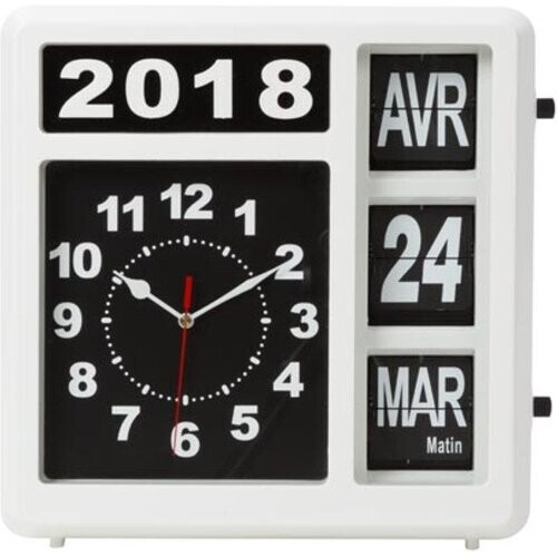 Tweedekans Perel Wandklok Met Flipover Kalender - 31 X 31 Cm - Frans Tweedehands