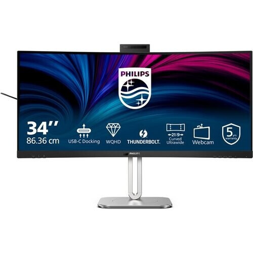 Tweedekans Philips 6000 serie 34B2U6603CH - Gebogen Ultrawide Monitor - Webcam - Thunderbolt 4 - USB-C 100w - Smart KVM - 34 inch Tweedehands