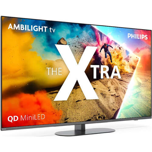 Tweedekans Philips 65" The Xtra 4K QD MiniLED TV – Voorzien Van Driezijdige Ambilight Plus En P5 AI Perfect Picture Engine En 144 Hz VRR – Voor Home Cinema En Gaming – Zwart – 145,1 x 90,6 x 28 cm Tweedehands