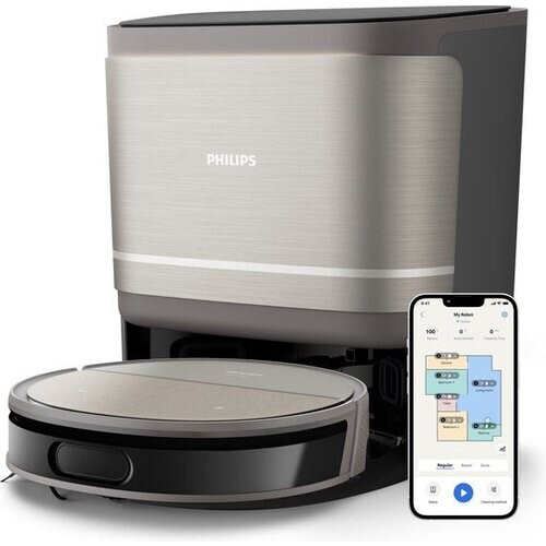 Tweedekans Philips – HomeRun 9000 Serie Stofzuig- & Dweilrobot – XU9100/10 – Zwart Kunststof – 8000 Pa Zuigkracht met All-in-One Station – Automatisch Legen & Reinigen – Ultieme Hygiëne Tweedehands