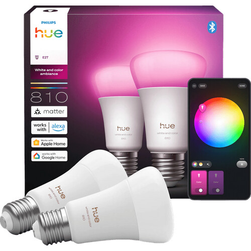 Tweedekans Philips Hue A60 White and Color E27 810lm 2-pack Tweedehands