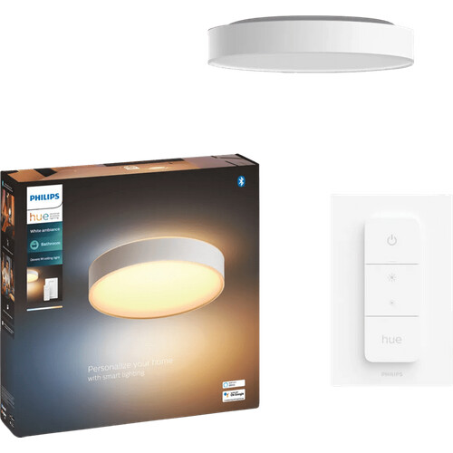 Tweedekans Philips Hue Devere M White Ambiance badkamerplafondlamp Wit + dimmer Tweedehands