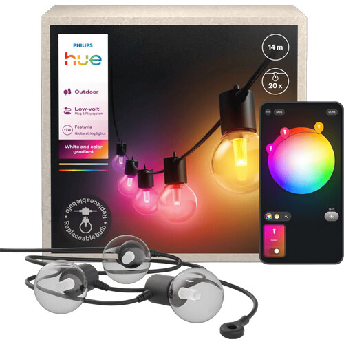 Tweedekans Philips Hue Festavia Globe Lichtsnoer - 14 meter - 20 lampen Tweedehands